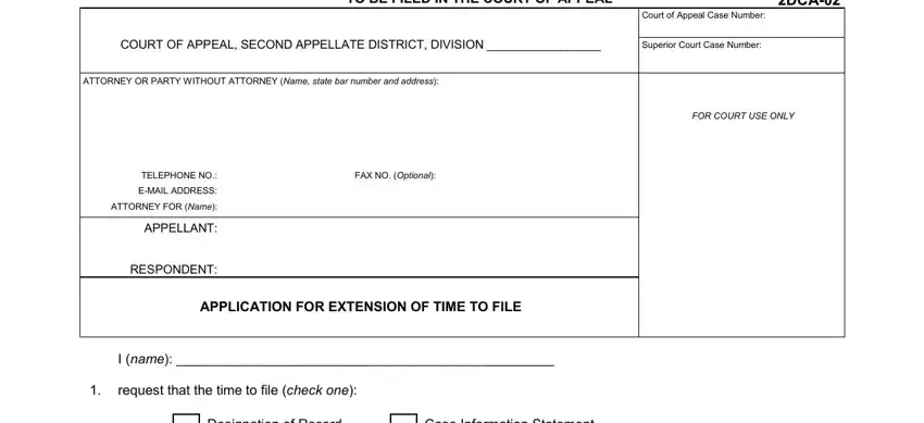 Stage number 1 in submitting california 2dca