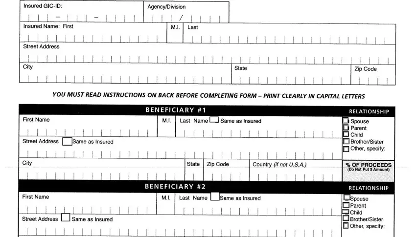 Completing the 319 life insurance beneficiary form - required fields
