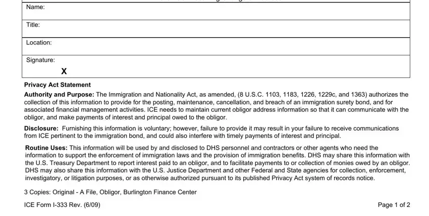 Writing section 2 in form i 333
