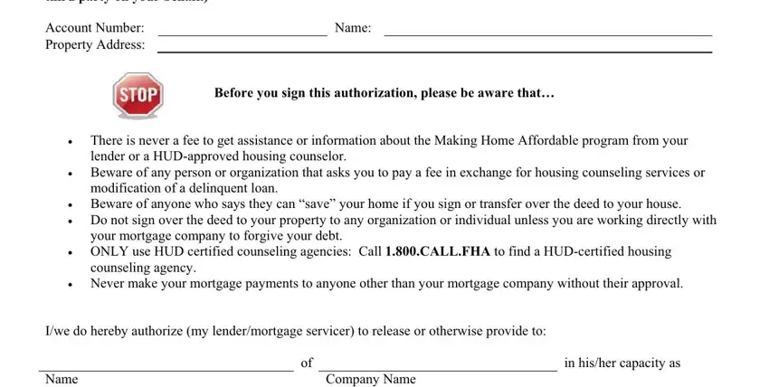 Step 1 for filling out the 3rd party authorization form - personal details section