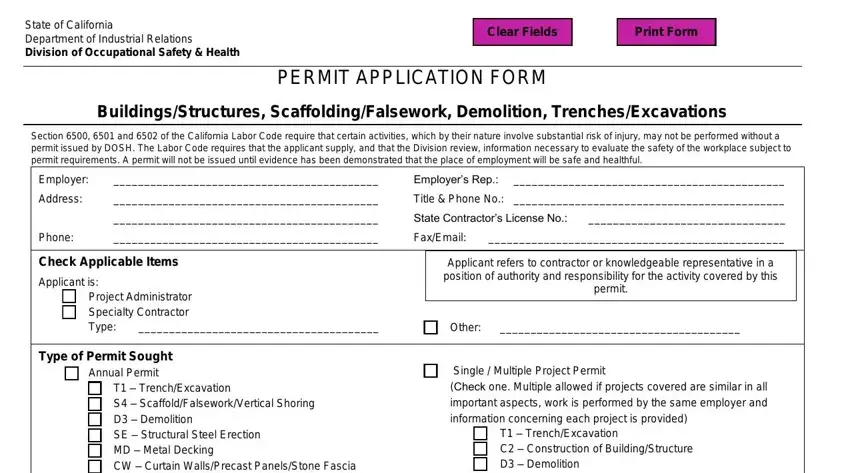 ca dir permit app form gaps to fill in