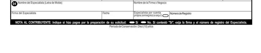Part number 3 for filling in Form 481.1