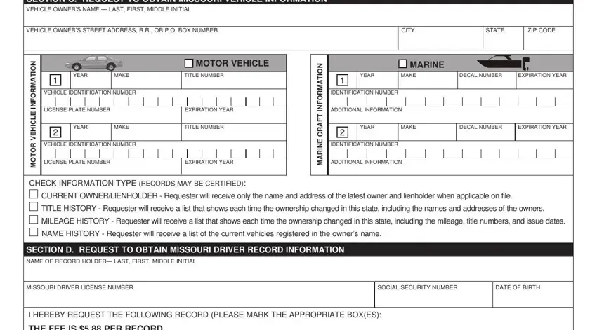 Filling out section 4 of missouri department of revenue forum 5091
