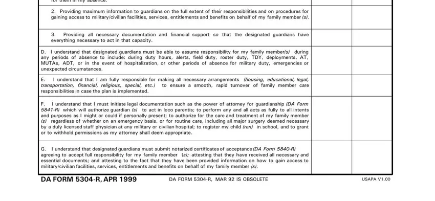 Completing Part I of DA Form 5304-R - soldier and commander section