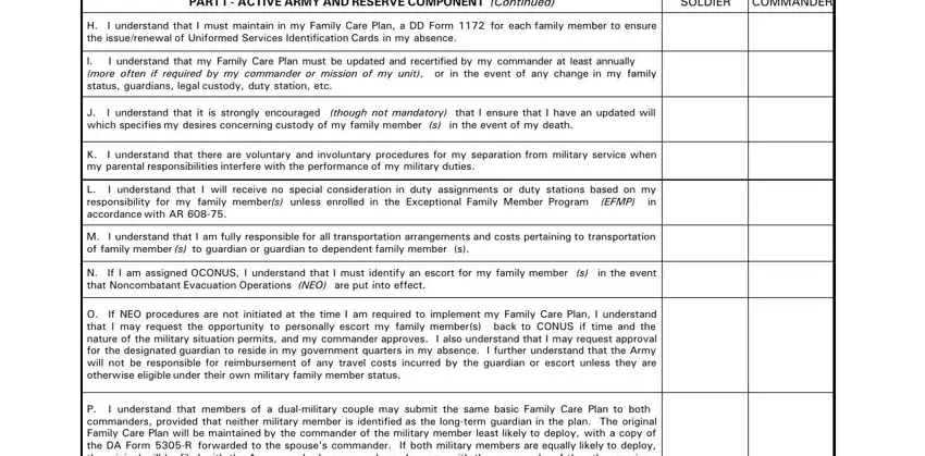 Completing Part II of DA Form 5304-R - entitlements section