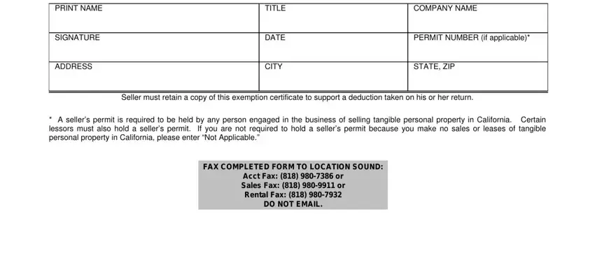 6378 Exemption Certificate form fields