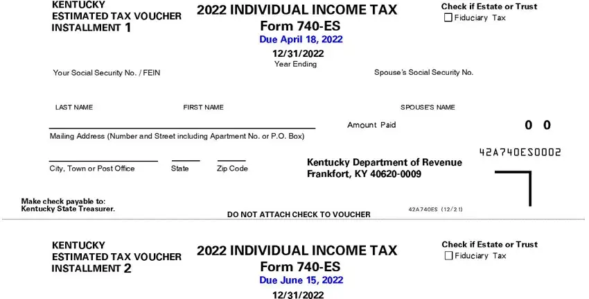 Kentucky 740-ES estimated tax voucher fields part 1