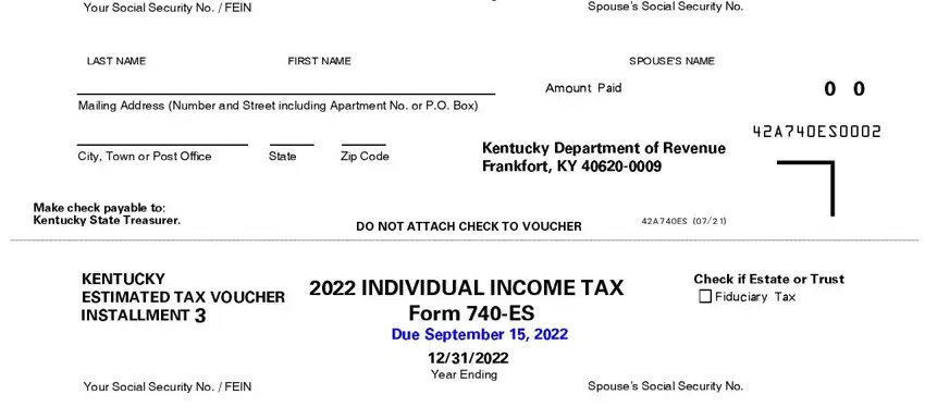 Kentucky 740-ES estimated tax voucher payment section part 2
