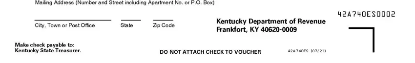 Kentucky 740-ES zip code and payment instruction fields