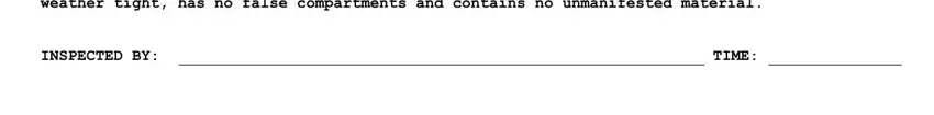 TIME, INSPECTED BY, and The condition of the container has of 7-Point CTPAT Container Inspection Checklist Form