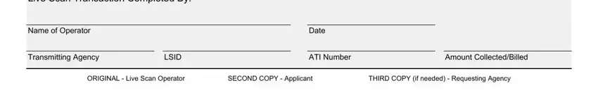 BOF 8016RR form - Live Scan transaction section (part 3)