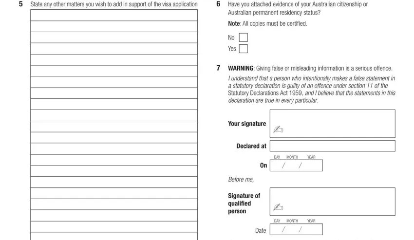 Filling out section 4 in form 888 partner visa