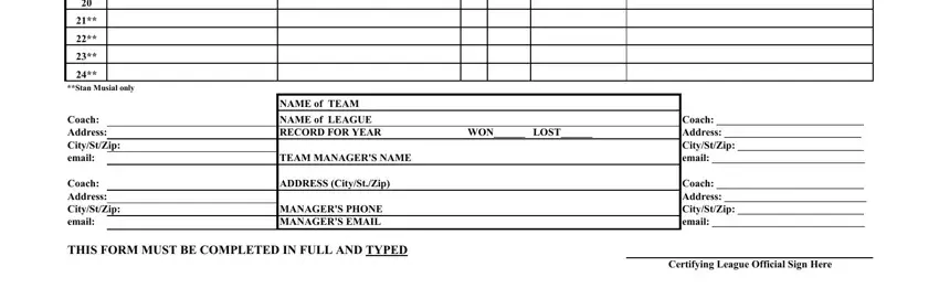 Completing the AABC roster form team and coach section