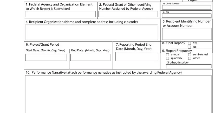 Step 1 in filling out ACF Performance Progress Report Form