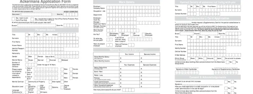How to complete the Ackermans account application step 1