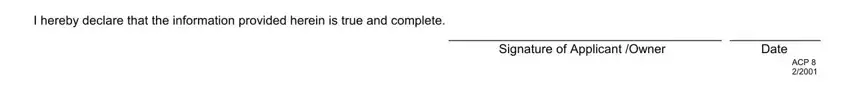 Completing the signature section of the ACP 8 form
