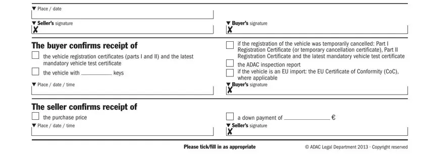 Step no. 3 of filling out car sales contract