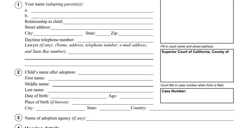 Filling out part 1 of adopt 215