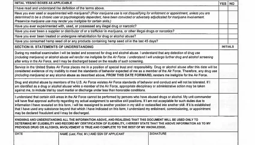 Af Form 2030 completion process shown (step 1)