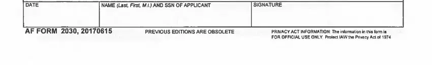 Guidelines on how to complete Af Form 2030 part 2