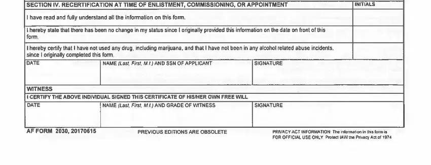 this field, next field, and other fields of Af Form 2030