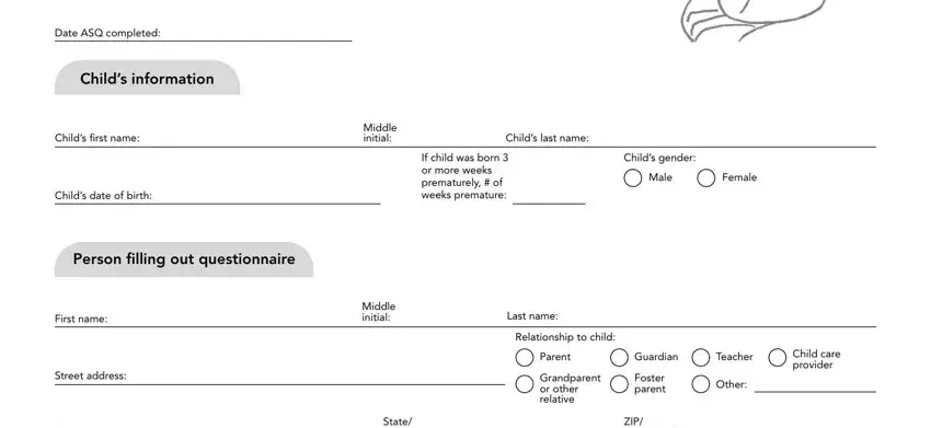 How you can fill out 18 month questionnaire asq stage 1