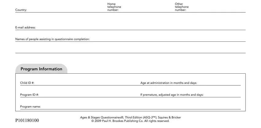 Child ID, If premature adjusted age in, and Other telephone number inside 18 month questionnaire asq