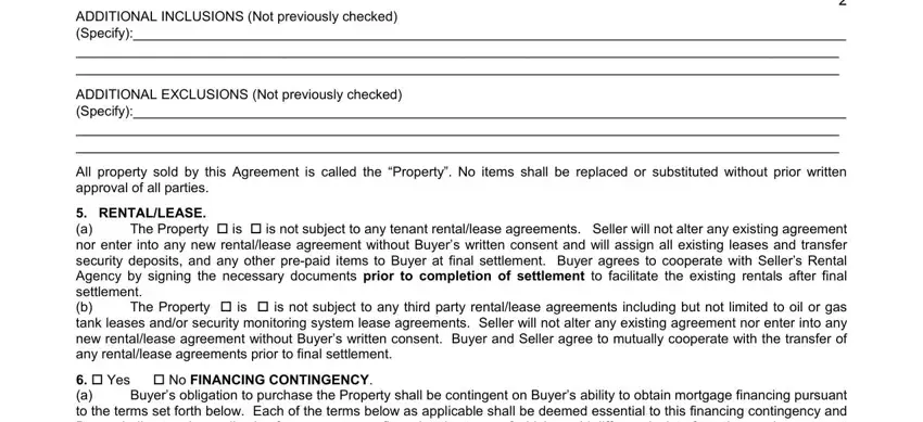 Additional Inclusions section in the Delaware Agreement of Sale - page 3