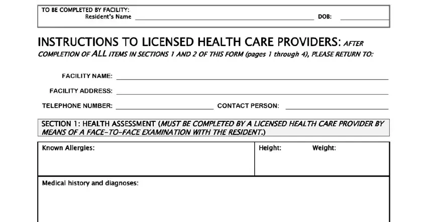Step number 1 in filling in form 1823 florida 2021