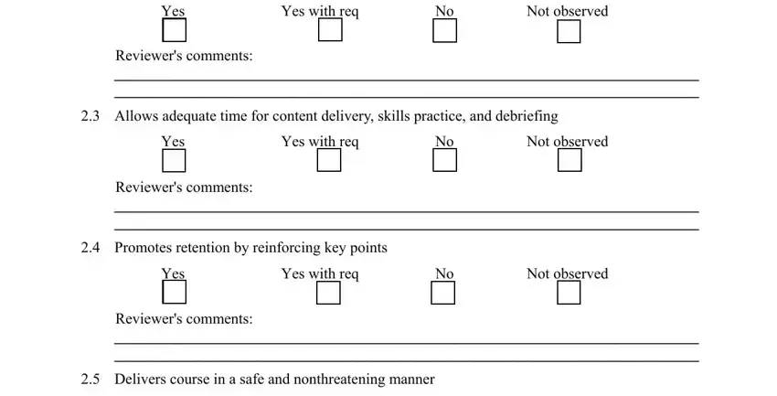 Stage no. 3 in filling out instructor monitor form
