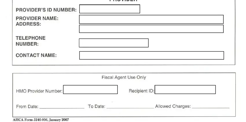 How to complete AHCA Form 5240 006 - child information fields