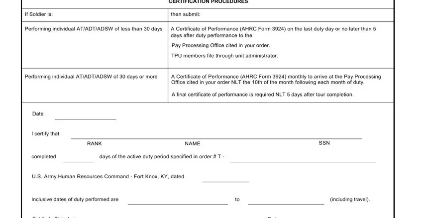 Completing section 1 in what is afrpc orm 3924