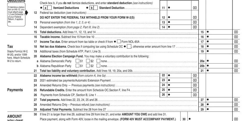 Part number 2 for submitting Alabama Form 40