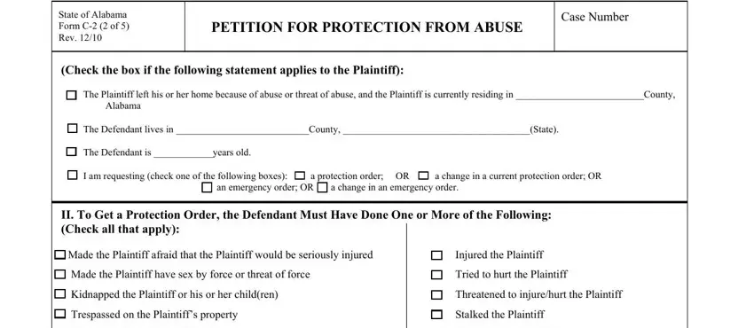 Filling out section 3 of Alabama Form C 2