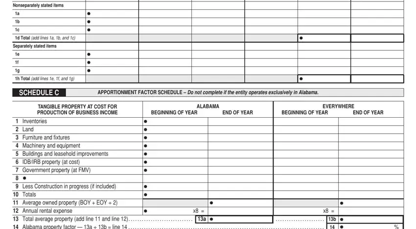 Step 4 for completing Schedule C in Alabama Form 65