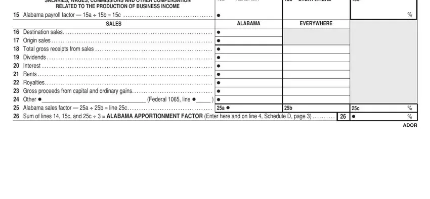 Step 5 for completing the final section of Alabama Form 65