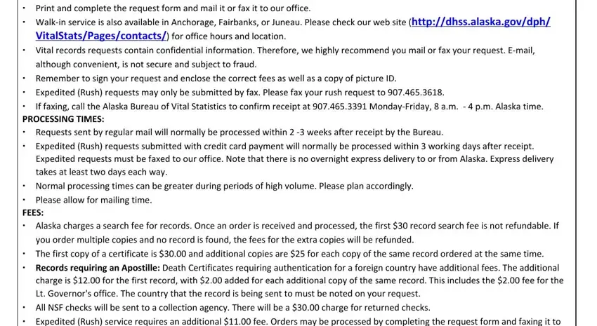 How to fill out the Alaska Death Certificate Request Form, step 1
