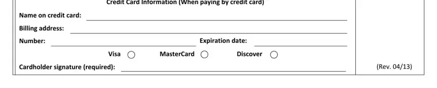 Alaska Death Certificate Request Form credit card section