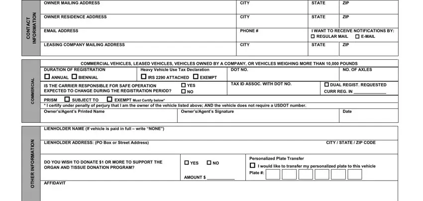 Alaska Form 812 owner mailing address and contact information section
