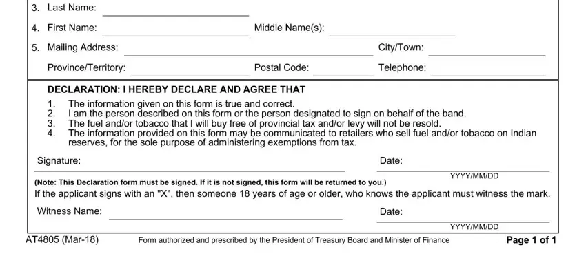 Step 2 of filling in the Alberta AT4805 declaration