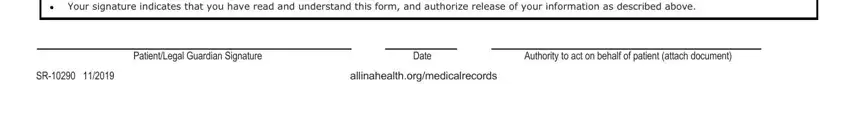Signing the Allina authorization to release information form