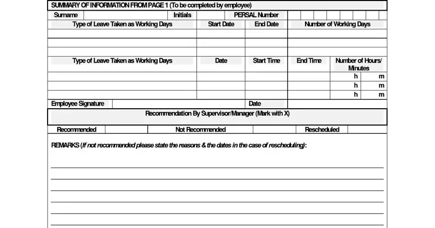 Completing the supervisor approval section of the amended leave form