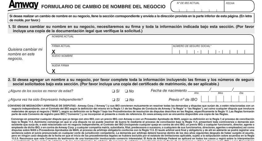 Filling out part 1 of amway registration form