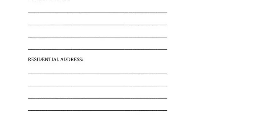 Postal and residential address section of the Annexure Form Divorce