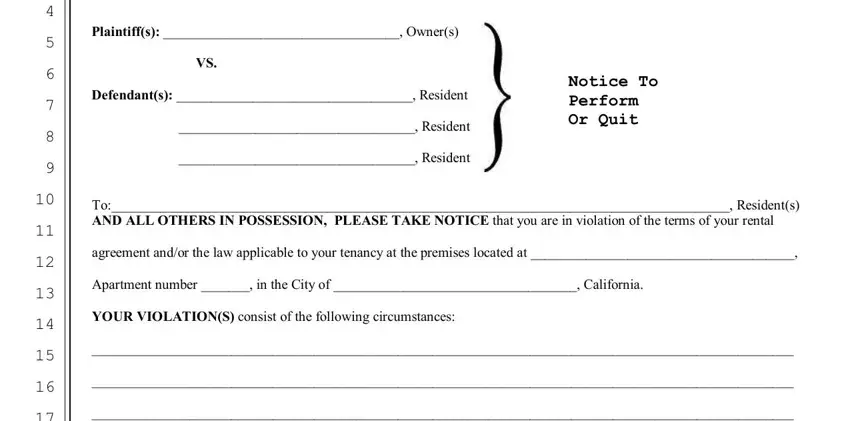 How to complete the AOA notice top section