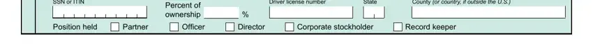 SN or ITIN, Percent of ownership  , and Record keeper of texas dyed diesel permit