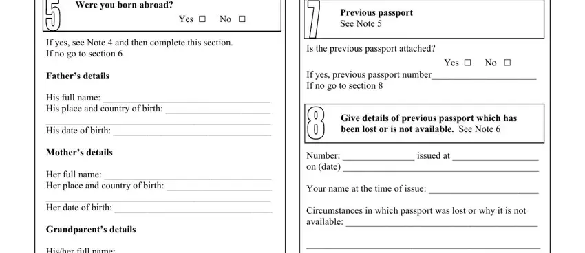Section 4 of the Antigua passport form showing declaration and signature fields