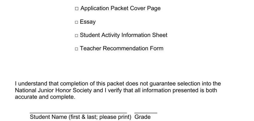 Writing segment 1 in application junior honor society