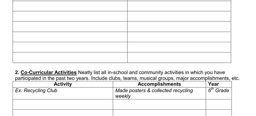 Filling in segment 4 in application junior honor society