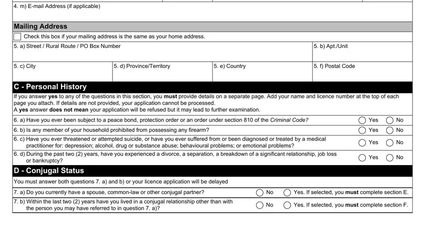Filling in segment 2 of firearms licence renewal